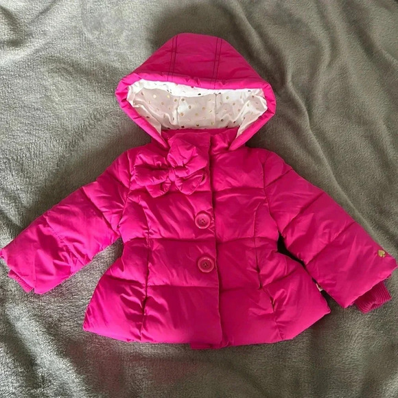Kate Spade Pink Toddler Puffer Coat Jacket  with hood 12T - Picture 1 of 13